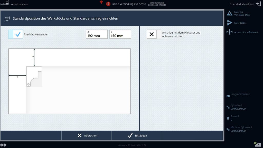 TruTops Mark 3D, screenshot Positioning Tool