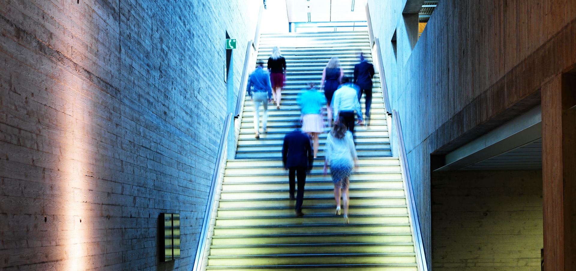 TRUMPF employees walking up-stairs