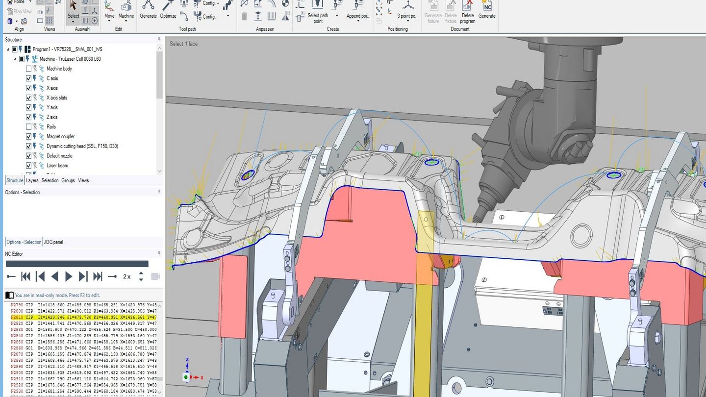  Software TruTops Cell V1 Cut TRUMPF, 3D řezání modulu