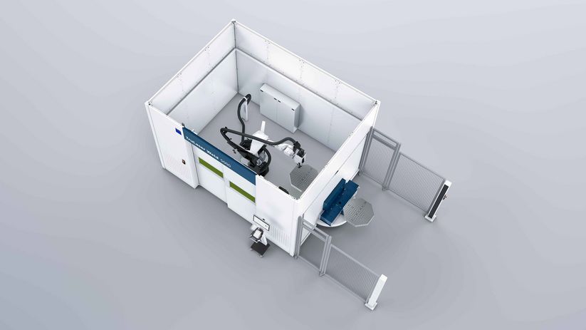 TruLaser Weld 5000 avec changeur rotatif compact avec axe de rotation vertical